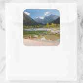 Jasna-meer in de Sloveense Alpen in herfst Vierkante Sticker (Tas)