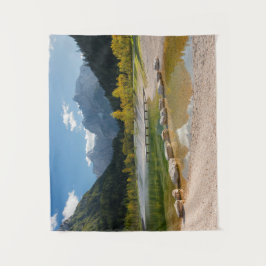 Jasna-meer in de Sloveense Alpen in herfst Wandkleed