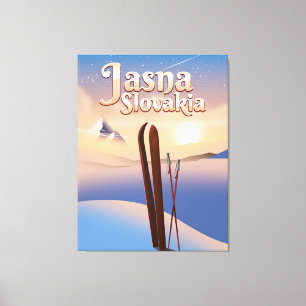 Jasna, Slowakije Ski poster. Canvas Afdruk