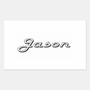 Jason Classic Retro Naam Ontwerp Rechthoekige Sticker