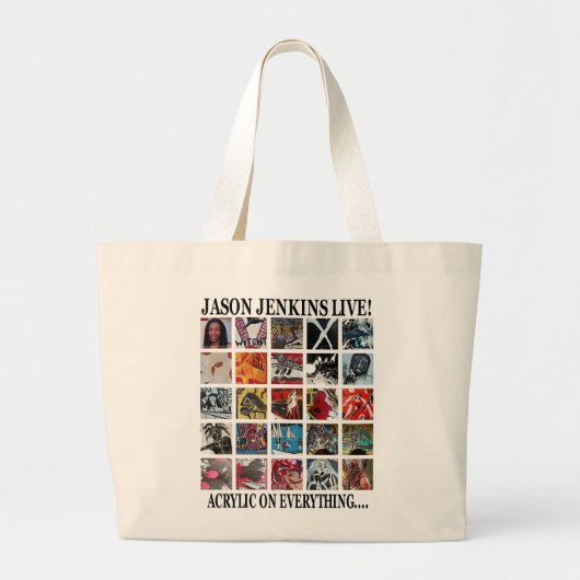 JASON JENKINS LEVEN! ACRYLIEK OP ALLES GROTE TOTE BAG (Voorkant)