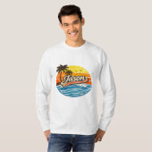 Jason Retro Sunset Naamontwerp T-shirt (Voorkant volledig)