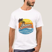 Jason Retro Sunset Naamontwerp T-shirt (Voorkant)