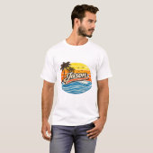 Jason Retro Sunset Naamontwerp T-shirt (Voorkant volledig)