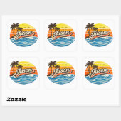 Jason Retro Sunset Naamontwerp Vierkante Sticker (Vel)
