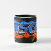 Jason Vorname Name Graffiti blue orange Tasse Mok (Midden)