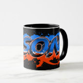 Jason Vorname Name Graffiti blue orange Tasse Mok (Voorkant rechts)