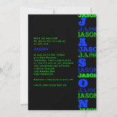 JASONCool Modern Bar Mitswa Uitnodiging Zwart Blau (Voorkant)