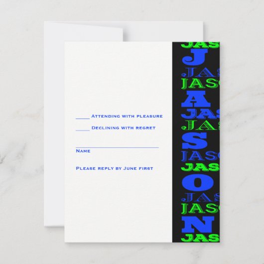 JASONCool Modern Bar Mitzvah Uitnodiging Black Blu (Voorkant)