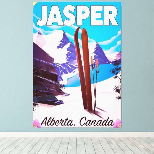 Jasper Alberta Canada reisposter Canvas Afdruk (Insitu (Houten vloer))