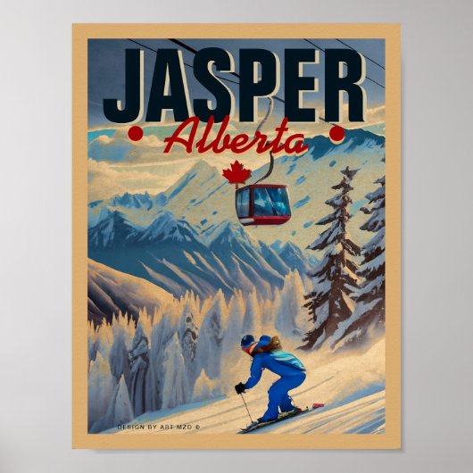 Jasper Alberta Mountains Canada Vintage jaren 1950 Poster (Voorkant)
