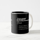Jasper Boy Personalized Name Definition Tweekleurige Koffiemok (Voorkant rechts)