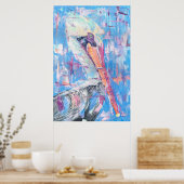 Jasper de grote hoofd pelikaan - Door Just Dahl Poster (Keuken)