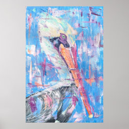 Jasper de grote hoofd pelikaan - Door Just Dahl Poster