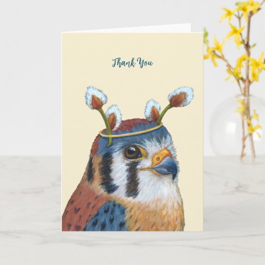 Jasper de torenvalk bedankje kaart (Gele Bloem)