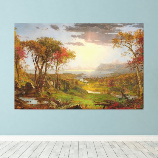 JASPER F. CROPSEY Herfst Op de Hudson Rivier 1860- Canvas Afdruk (Insitu (Houten vloer))
