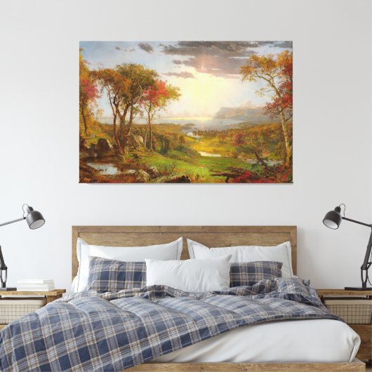JASPER F. CROPSEY Herfst Op de Hudson Rivier 1860- Canvas Afdruk (Insitu (Slaapkamer))