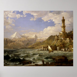 Jasper Francis Cropsey - De kust van Genua Poster