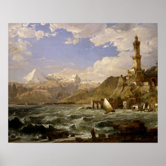 Jasper Francis Cropsey - De kust van Genua Poster (Voorkant)