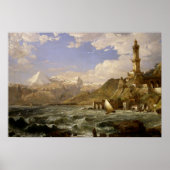 Jasper Francis Cropsey - De kust van Genua Poster (Voorkant)