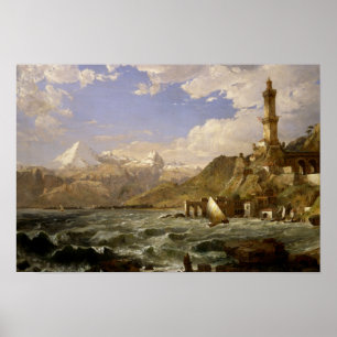 Jasper Francis Cropsey - De kust van Genua Poster