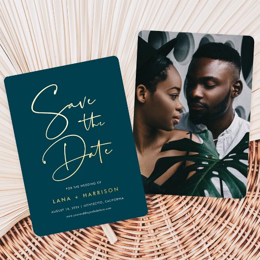 Jasper | Modern Minimal Script Foto Save the Date Folie Uitnodiging