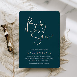 Jasper   Modern minimalistisch script Baby shower Folie Uitnodiging