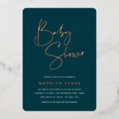 Jasper | Modern minimalistisch script Baby shower Folie Uitnodiging (Voorkant)