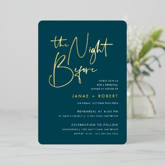 Jasper | Modern minimalistisch script repetitief d Folie Uitnodiging (Staand Voorkant)