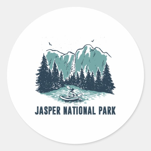 Jasper Mountain Alberta Canada Jasper Nationaal Pa Ronde Sticker (Voorkant)