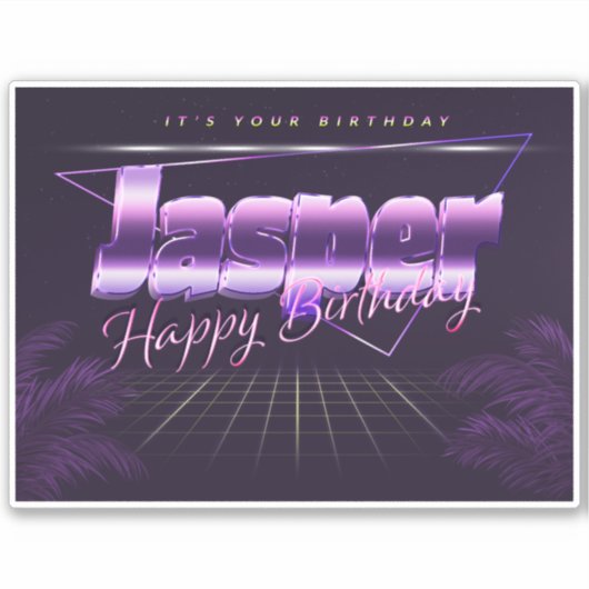 Jasper Name Vorname lila retro Sticker Geburtstag (Voorkant)