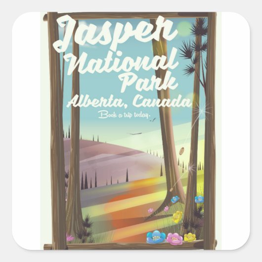 Jasper Nationaal park, Canada reisposter Vierkante Sticker (Voorkant)