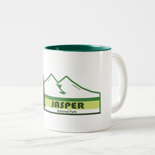 Jasper Nationaal Park Groene Strepen Tweekleurige Koffiemok (Voorkant rechts)
