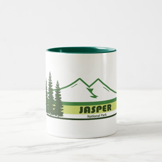 Jasper Nationaal Park Groene Strepen Tweekleurige Koffiemok (Center)