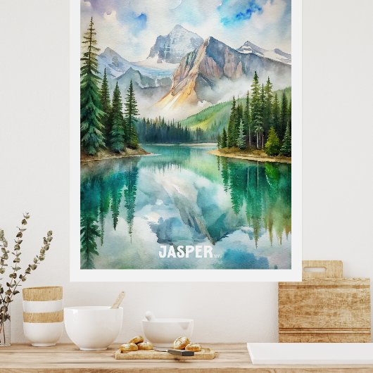 Jasper Nationaal Park Waterverf Schilderen Poster (Keuken)