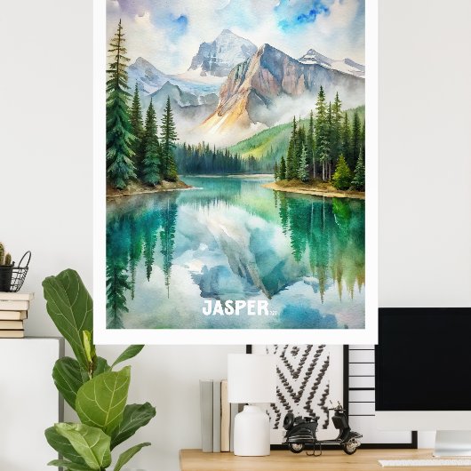 Jasper Nationaal Park Waterverf Schilderen Poster (Thuiskantoor)