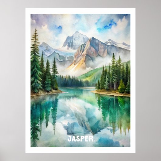 Jasper Nationaal Park Waterverf Schilderen Poster (Voorkant)