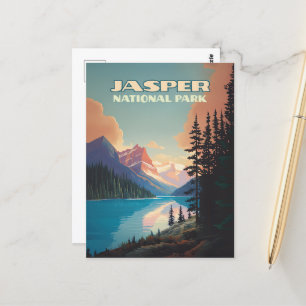 Jasper National Park Alberta Canada Rockies Retro Briefkaart