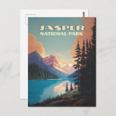 Jasper National Park Alberta Canada Rockies Retro Briefkaart (Voorkant / Achterkant)