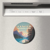 Jasper National Park Alberta Canada Rockies Retro Magneet (Insitu (Vaatwasser))