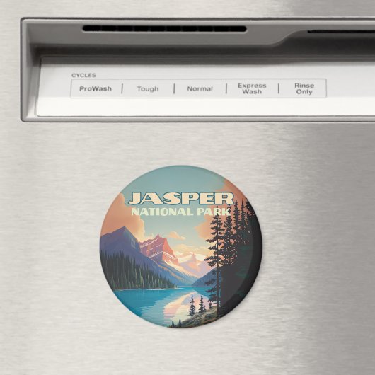 Jasper National Park Alberta Canada Rockies Retro Magneet (Insitu (Vaatwasser))