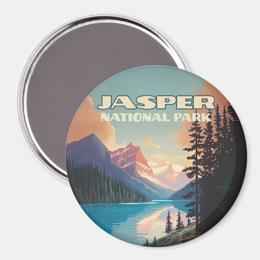 Jasper National Park Alberta Canada Rockies Retro Magneet (Voorkant / Achterkant)