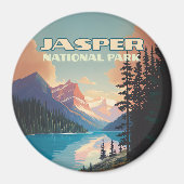 Jasper National Park Alberta Canada Rockies Retro Magneet (Voorkant)