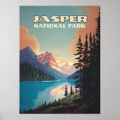 Jasper National Park Alberta Canada Rockies Retro Poster (Voorkant)