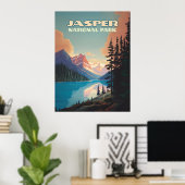 Jasper National Park Alberta Canada Rockies Retro Poster (Thuiskantoor)