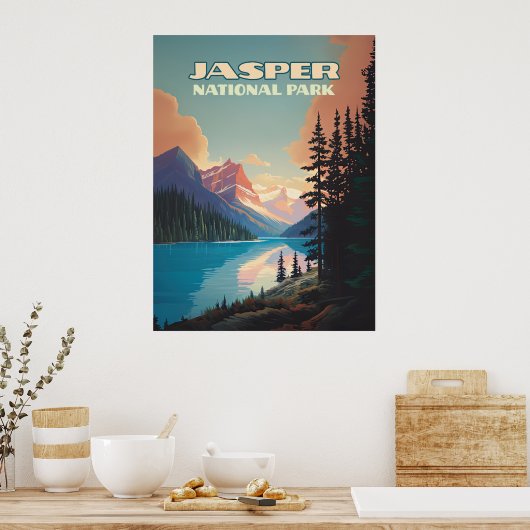 Jasper National Park Alberta Canada Rockies Retro Poster (Keuken)