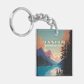 Jasper National Park Alberta Canada Rockies Retro Sleutelhanger (Voorkant Links)