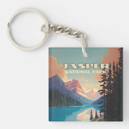 Jasper National Park Alberta Canada Rockies Retro Sleutelhanger