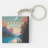 Jasper National Park Alberta Canada Rockies Retro Sleutelhanger (Achterkant)