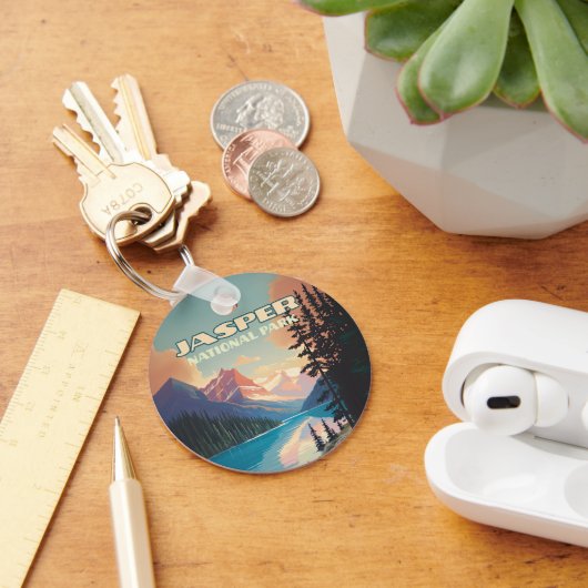 Jasper National Park Alberta Canada Rockies Retro Sleutelhanger (Bureau)